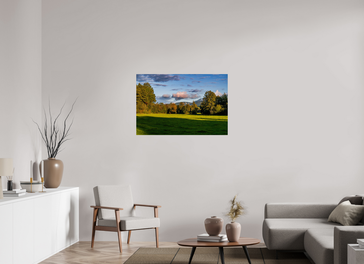 105 x 70 cm, Tirage photo métallisé sur papier Fuji Crystal Pearl Courfaivre nuage ombre