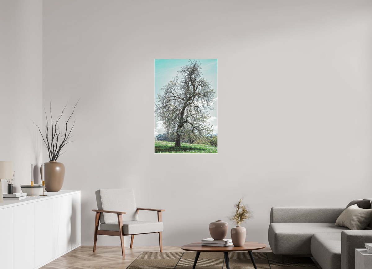 70 x 105 cm, Impression Fine Art sur Alu Dibond papier Hahnemühle Photo Rag Coton avec cadre en bois 4mm blanc Printemps de Courfaivre 2026 - I