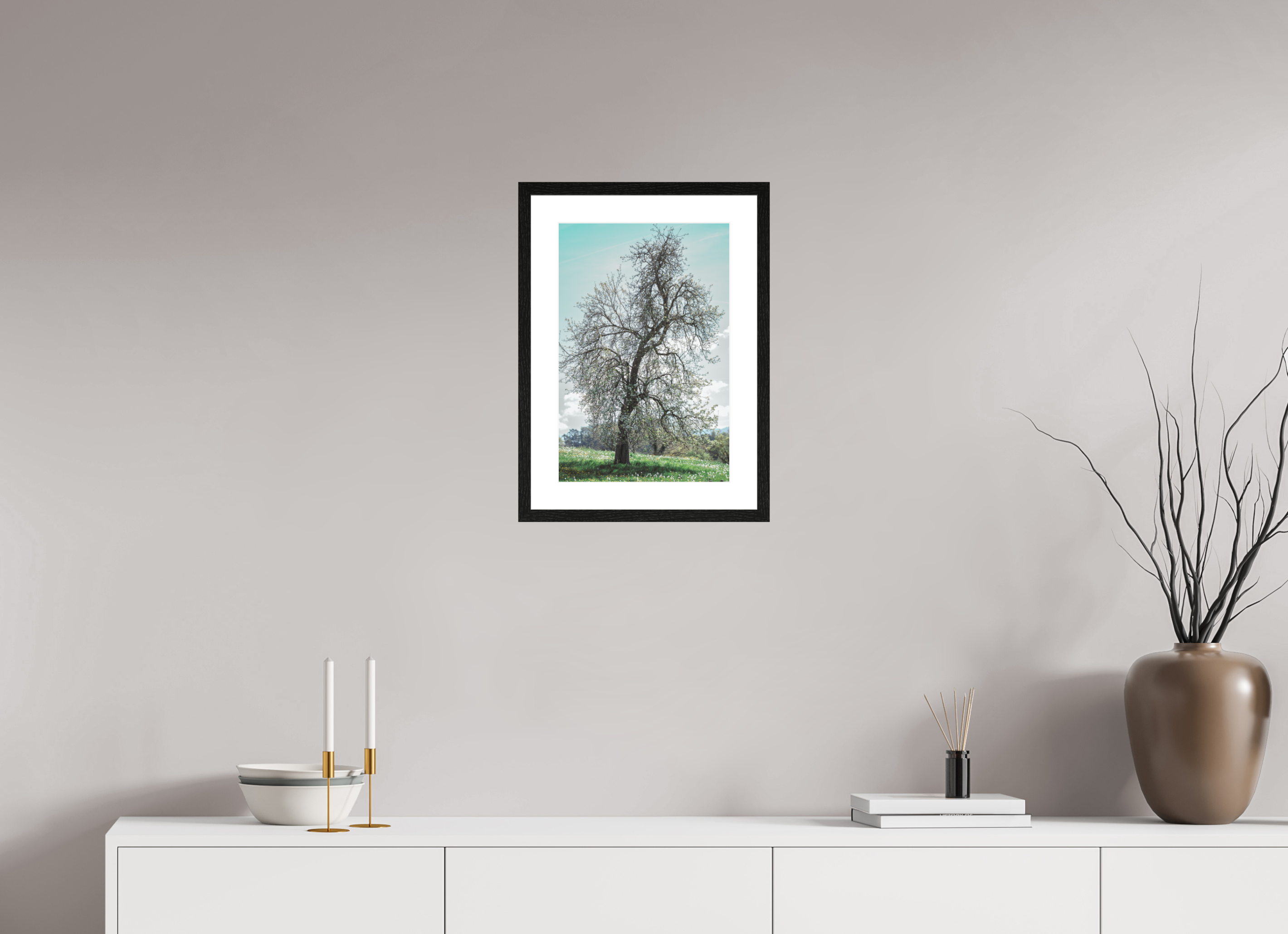 30 x 45 cm, Tirage photo métallisé sur papier Fuji Crystal Pearl avec cadre Hambourg 20mm, chêne noir Printemps de Courfaivre 2026