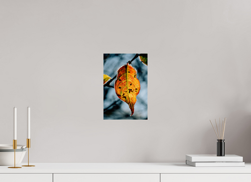 20 x 30 cm, Tirage photo métallisé sur papier Fuji Crystal Pearl Feuille orange d'hiver