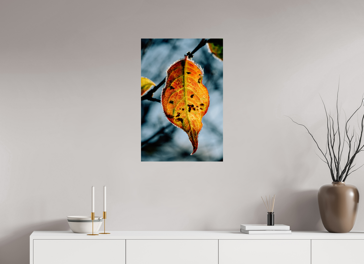 50 x 75 cm, Tirage photo métallisé sur papier Fuji Crystal Pearl Feuille orange d'hiver